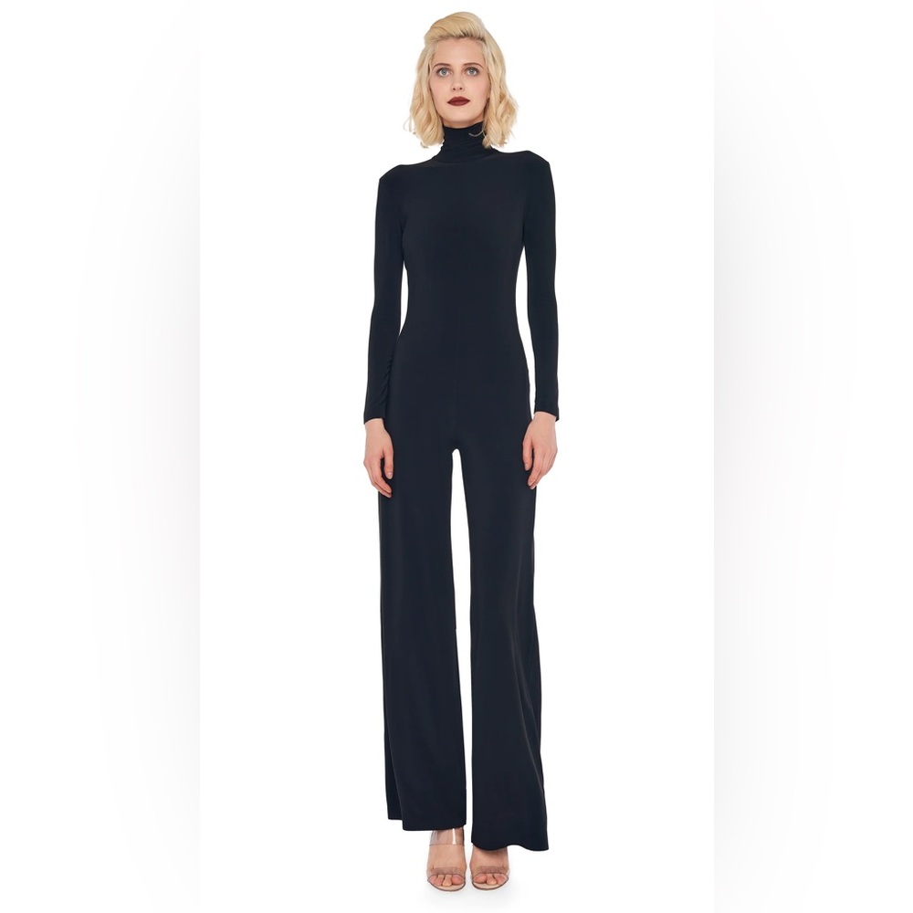 Norma Kamali Black Long-Sleeve Turtleneck Jumpsuit